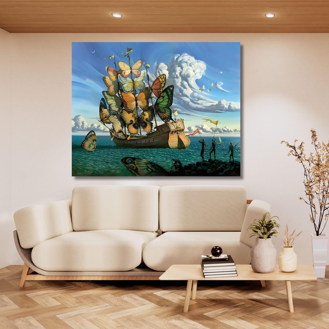 Salvador Dali-ship With Butterflies Canvas Wall Art,dali Exploding,home ...