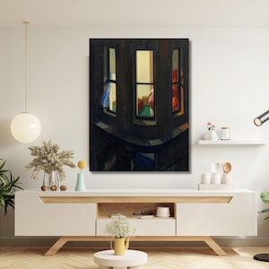 Edward Hopper-Nacht Fenster Leinwand,3D Druck, moderne Kunst, Leinwand Druck, klassische Kunst, Vintage Kunst, fertig zum Aufhängen