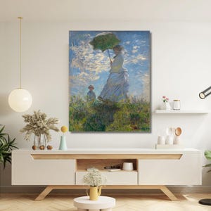 Claude Monet-Frau mit Sonnenschirm, Madame Monet und ihr Sohn (1875) Leinwand, Wohnkultur, moderne Kunst, Print Poster, Vintage, fertig zum Aufhängen, Geschenk 1A