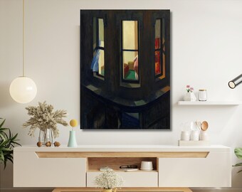 Edward Hopper-night windows Canvas,Home decor,modern art,canvas wall art,night poster,canvas print,classic art,vintage art,Ready to hang