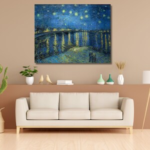 Vincent Van Gogh-Starry Night Over the Rhone canvas,canvas wall art,home decor,Painting,landscape,modern art,Canvas print,Ready To Hang 53A