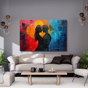 Romantische Paare Wandkunst,Junge und Mädchen umarmen sich Leinwanddruck,Zärtliche Umarmung Dekor,Liebe und Zuneigung Kunst,intime Momente Wanddekor,Geschenk 361