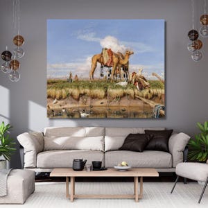 John Frederick Lewis-On the Banks of the Nile, Upper Egypt Canvas,Canvas print,reproduction Canvas,animal Painting,Modern Art,home decor29A