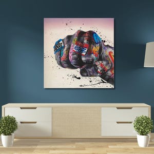 Banksy Graffiti Fist Canvas Wall Art,Street Graffiti Art,Famous Mural Quote,Banksy Graffiti print,Graffiti Hand Canvas,home decor,gift 434A