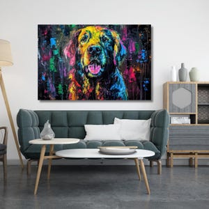 Hunde Leinwand Wandbild, Hundeleinen Wandbild, Hunde Illustration, Hunde Illustration, Hunde Illustration, Geschenk für Zuhause, fertig zum Aufhängen 373A