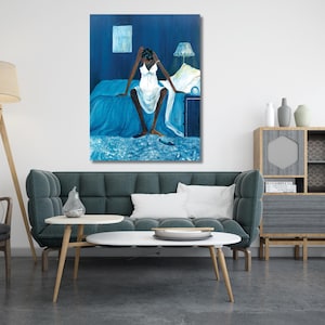 Blue monday by Annie Lee Quality print ready to hang Canvas Wall Art,Annie Lee Poster,home decor,wall decor,Black Woman Wall Art,gift 652A