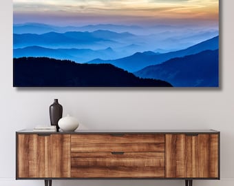 Obraz ścienny Blue Mountain Canvas Extra Large, dekoracja ścienna Smoky Mountain, Góry Blue Ridge, wydruk na płótnie, sztuka nowoczesna, gotowy do powieszenia, prezent dla domu 874