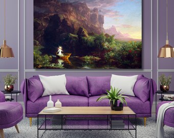 Thomas Cole - El viaje de la vida (lienzo infantil, póster, pintura, impresión en lienzo, arte clásico, arte vintage, arte moderno, decoración del hogar, listo para colgar, 11A)