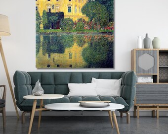 Gustav Klimt-Schloss Kammer on the Attersee IV canvas wall art,home decor,landscape,Painting,print,classic art,modern art,Ready To Hang 849A