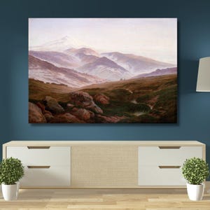 Caspar David Friedrich – Wspomnienia z Karkonoszy (1835) – obraz na płótnie, pejzaż, plakat z motywem górskim, dekoracja wnętrz, gotowy do powieszenia, 6A