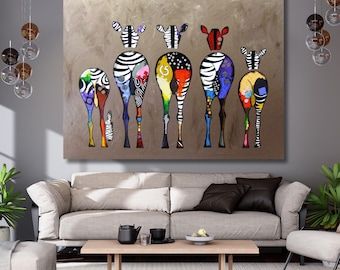 Banksy Zebra Canvas Art,Colorful Zebra Wall Art,Abstract painting,Animal print,Zebra Abstract poster,Colorful Animal Wall Art,home decor 833