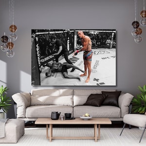 Alex Pereira after knocking out Jamahal Hill at UFC 300 canvas wall art,UFC Poster,UFC300 Art Print,Fitness Wall Art,sport,Ready to Hang 730