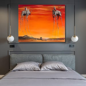 Salvador Dali,Dali Print Elephants on Canvas,Salvador Dali Painting,Dali Wall Art,Surrealist Art Canvas,Home Decor,Ready To Hang,Gift 229A