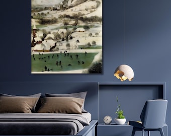 Pieter Bruegel the Elder-Hunters in the snow (1565) Canvas wall Art,reproduction art,landscape,print poster,modern art,vintage,home decor 3A