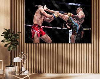 UFC 303 Alex Pereira K.O. Prochazka-poster ingelijst canvas muurkunst, hoge kwaliteit, HD-foto, sport, alle maten beschikbaar, interieur, cadeau, kant-en-klaar 160A