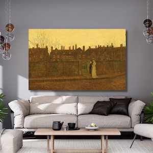 john atkinson grimshaw-in the golden gloaming Canvas Wall Art,landscape,Vintage art,print poster,classic art,home decor,autumn,modern art 6A