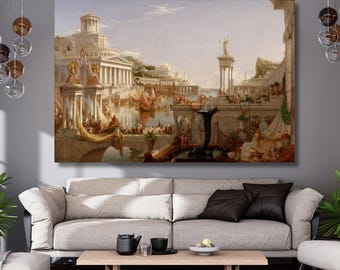 Thomas cole-The Course of Empire:The Consummation of the Empire (1836) canvas,Painting,print poster,home decor,vintage,Ready To Hang,gift 14