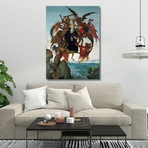 Michelangelo-The Torment of Saint Anthony (1487) Canvas wall art,Home decor,print Poster,home decor,vintage,modern art,ready to hang,gift 2A