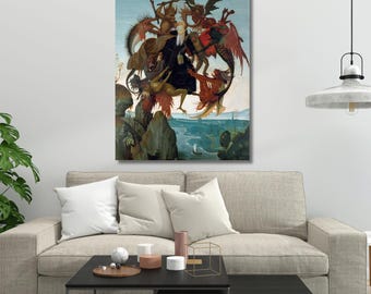 Michelangelo-The Torment of Saint Anthony (1487) Canvas wall art,Home decor,print Poster,home decor,vintage,modern art,ready to hang,gift 2A