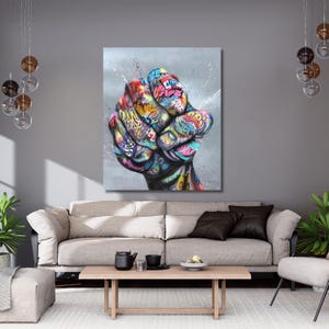 Art mural en toile Banksy Graffiti Fist, art graffiti de rue, citation murale célèbre, impression graffiti Banksy, toile graffiti main, décoration intérieure, cadeau 436A