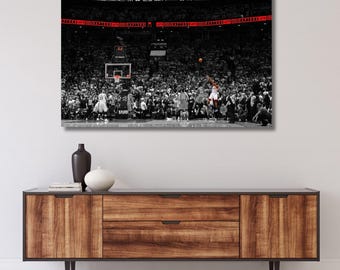 Kawhi Last Shot Canvas Wall Art,Kawhi Leonard Poster,Game Room Decor,Kawhi Toronto Raptors print,NBA,basketball poster,reday to hang 175A
