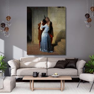 Francesco Hayez-The Kiss Canvas wall art,Hayez Il Bacio Print Poster,Reproduction art,Classic Art,italian Romanticism Painting,gift home 524