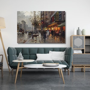Paris Street by Edouard Leon Cortes canvas wall art,Street Poster,home decor,Painting,landscape,modern art,Canvas print,Ready To Hang 427A