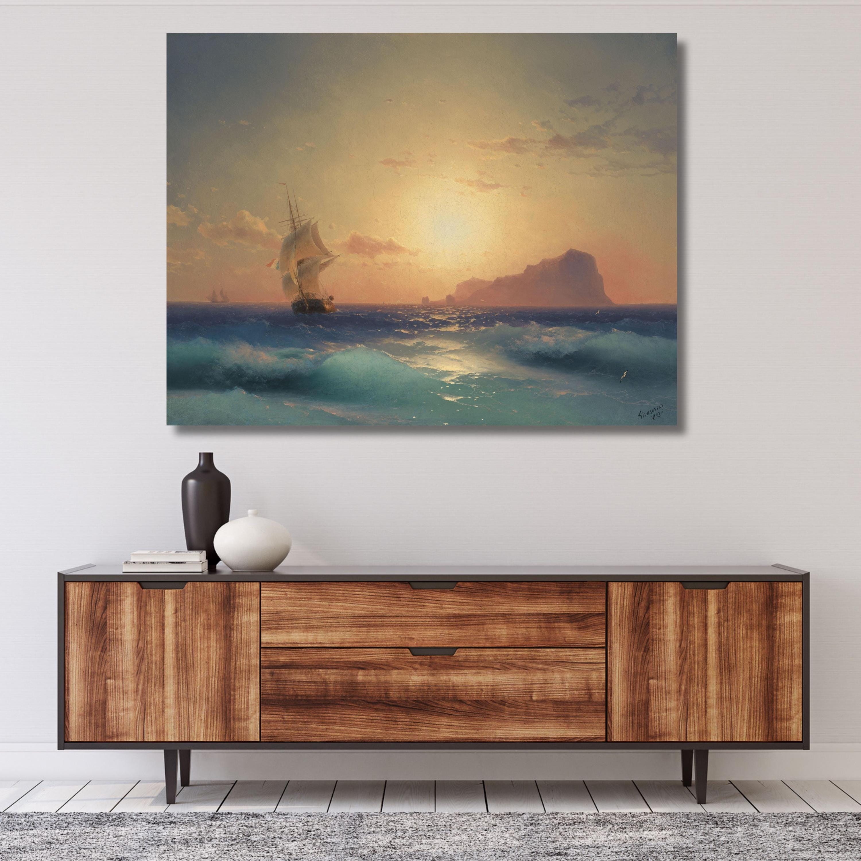 Ivan Aivazovsky-sunset Over Ischia Canvas Wall Art,sunset,ship