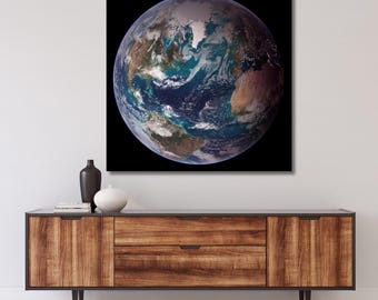 Blue Marble NASA earth canvas Wall Art ,Earth poster art,The View Of Earth Western Hemisphere From Space photography print,home decor 883