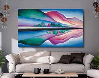 Georgia O'Keeffe-Lake George Reflection canvas,Canvas wall art,Painting,landscape,Canvas print,home decor,classic art,Ready To Hang 14A