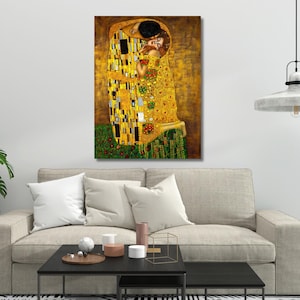 Gustav Klimt-The Kiss canvas Wall Art,couple print poster,classic art,home decor,ready to hang,modern wall art,wall decor,gift for home 5A
