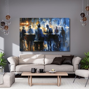 Large Abstract Jazz Band Oil Painting on Canvas Wall Art,Original Jazz Music Art,Orchestra Painting Fashion Decor Living Room Decor 345A