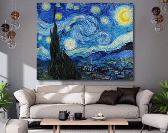 Vincent Van Gogh-The Starry Night Canvas Wall Art,Van Gogh Painting,Van Gogh Print poster,Vintage,home Decor,modern art,ready to hang 497A
