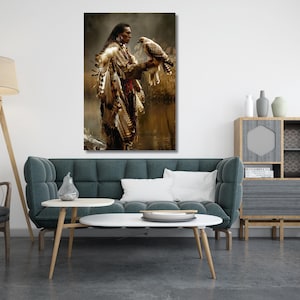 American Indian Man Poster,Ethnic Prints Wall Decor,Native American Canvas Wall Art,Home Decor,Warrior print poster,ready to hang,gift 690A