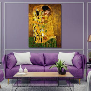 Gustav Klimt-The Kiss canvas Wall Art,couple print poster,classic art,home decor,ready to hang,modern wall art,wall decor,gift for home 5A