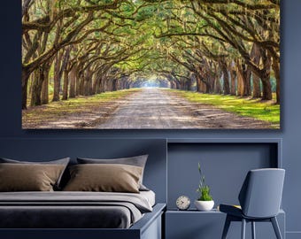 Savannah Oak Trees scene Canvas Wall Art,Forest Line Art,Wall Decor,modern art,Tree poster,spring landscape,home decor,ready to hang,gift971