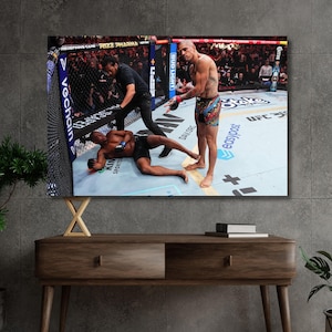 Alex Pereira after knocking out Jamahal Hill at UFC 300 canvas wall art,UFC Poster,UFC300 Art Print,Fitness Wall Art,sport,Ready to Hang 84A