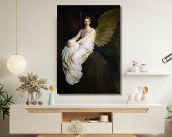 Abbott Handerson Thayer-Stevenson Memorial (1903) Canvas,Vintage Female Portrait, Painting,angel poster,Giclee Prints,Gothic Home Decor 47A
