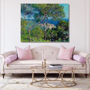 Claude Monet-Bordighera - Lienzo decorativo para pared, póster impreso, vintage, arte clásico, decoración del hogar, paisaje, arte mural moderno, listo para colgar, regalo para el hogar 63A