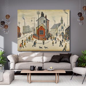 Street in Clitheroe by L.S. Lowry canvas wall art,landscape,Lowry artwork print poster,home decor,vintage,modern art,Ready To Hang,gift 765