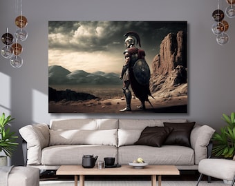 Spartan Soldier Canvas wall art,Greek Mythology print,King Leonidas Wall Decor,Spartan Warrior Ancient Ages Greek Warrior Wall Decor 717A