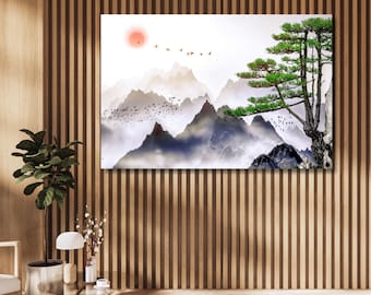 Japanese wall art,Mountain Canvas Print,japanese art,canvas wall art,japanese home decor,modern wall art,gift for home,ready to hang 5A