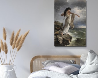 The Death of Sappho Poster,Greek Mythology Print,Classical Art,Moody Painting,Witchy Wall art,Romantic Artwork,vintage,modern wall art 230A