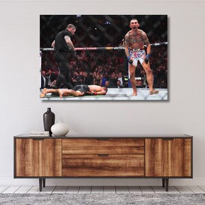 Max Holloway KO of Justin Gaethje UFC canvas Wall Art,Max Holloway print Poster,Gym Wall Decor,Fitness Wall Art,UFC Poster,Ready to Hang 131