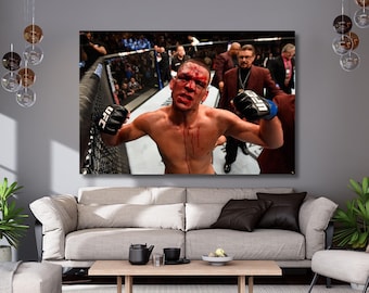 Poster sur toile Nate Diaz - Décoration de chambre à coucher - Paysage sportif - Décoration de bureau - Cadeau sans cadre - 60 x 90 cm