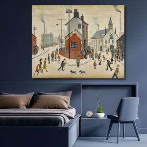 Street in Clitheroe by L.S. Lowry canvas wall art,landscape,Lowry artwork print poster,home decor,vintage,modern art,Ready To Hang,gift 765