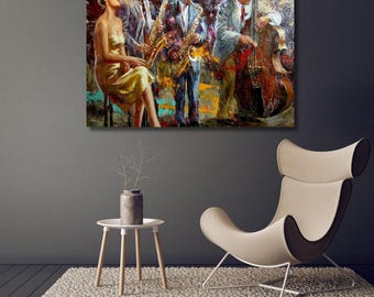 Abstract Jazz Canvas Wall art Poster,Music Jazz Club,Saxophone,music poster,Jazz Singer Wall Art,music Wall Decor,home decor,Modern Art 1A
