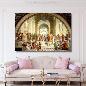 Raffaello Sanzio-The School of Athens (1511) Canvas wall art,Raphael Art print poster,Modern Art,home decor,Ready to hang,gift for home 1A