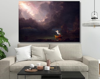 Thomas cole-The Voyage of Life ouderdom canvas, poster, schilderij, canvas print, klassieke kunst, vintage kunst, moderne kunst, interieur, klaar om op te hangen 10A