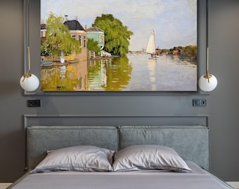 Claude Monet-Häuser am Achterzaan (1871) Leinwand Wandkunst, Meer Druck Poster, Vintage Kunst, klassische Kunst, Wohnkultur, moderne Kunst, fertig zum Aufhängen18